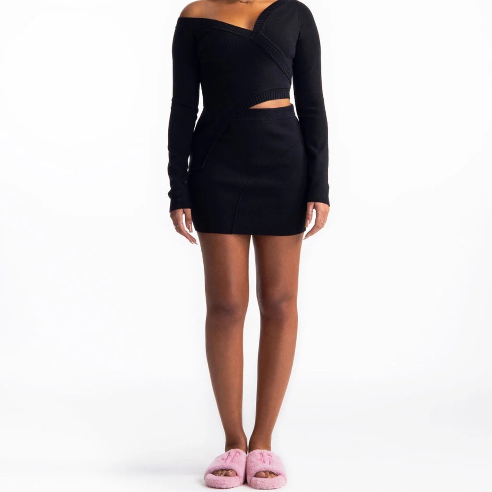 Hanifa Long Sleeve Knit Skirt Set